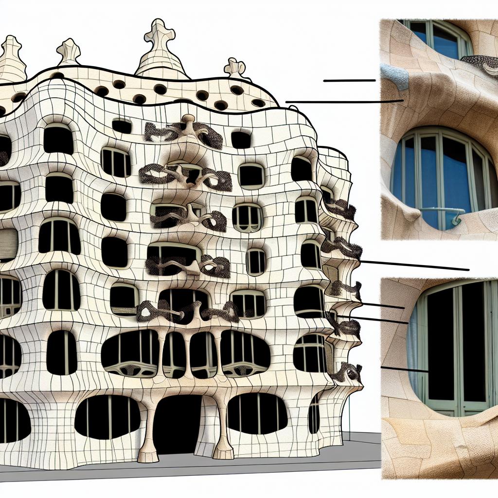 The artistic details of Casa Milà by Antoni Gaudí.