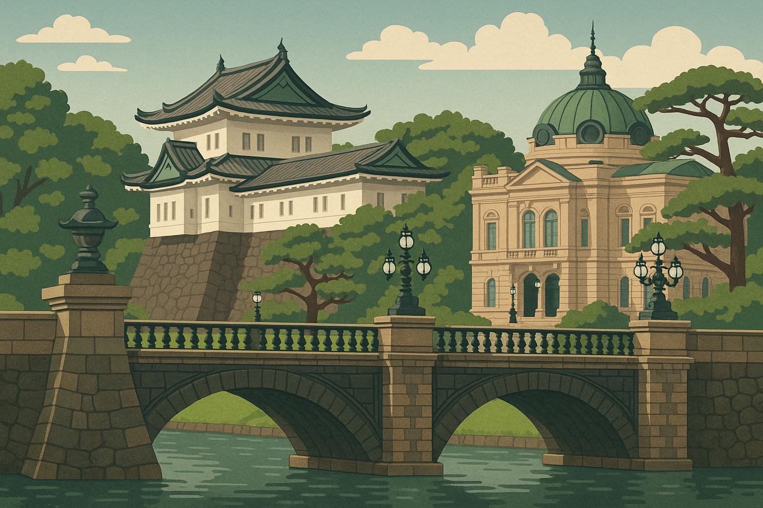 The cultural fusion of the Japanese Imperial Palace.