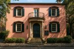 The iconic Pink House in Savannah, Georgia.