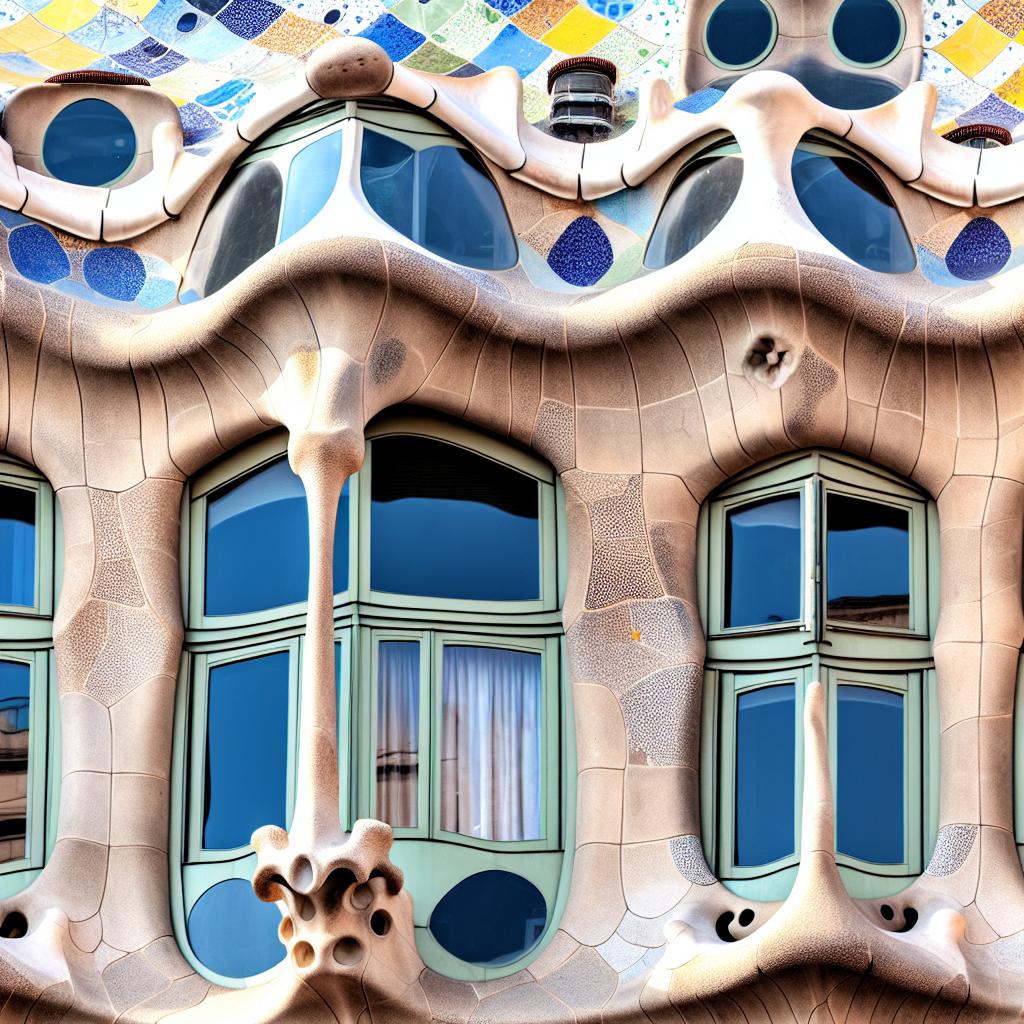 The intricate details of the Casa Batlló in Barcelona.