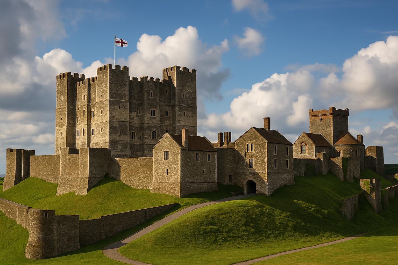 The medieval history of Dover Castle in England.