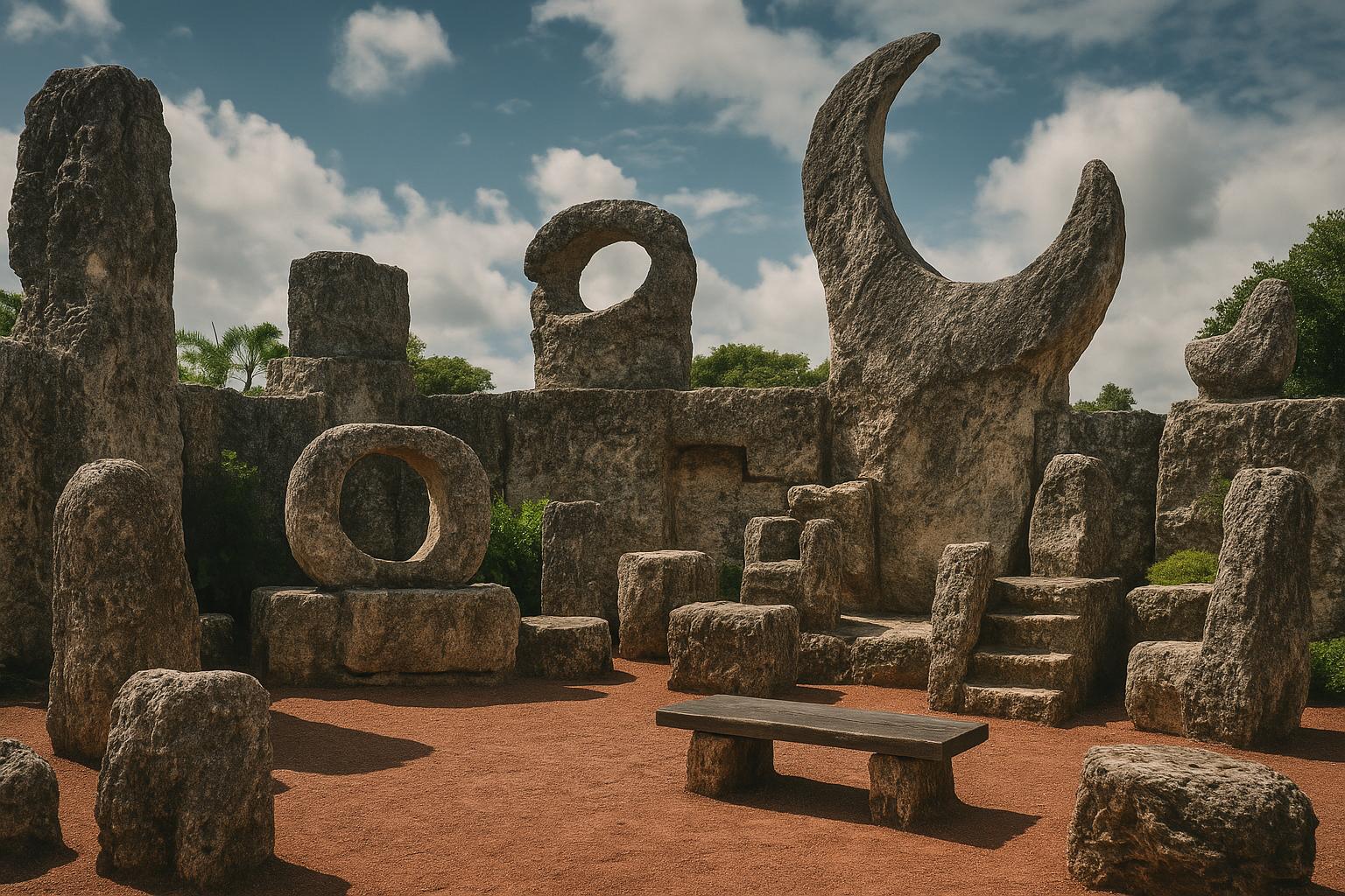 The mysterious architecture of the Coral Castle in Florida.