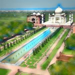 The sprawling grounds of the Taj Mahal and its residences.